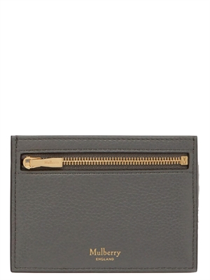 Mulberry Zipped Credit Card Slip Charcoal Small Classic Grain